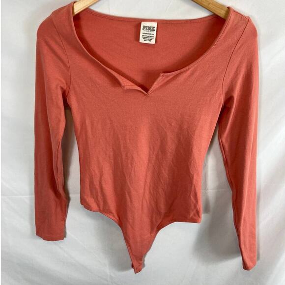 Victorias Secret PINK Coral Pink Bodysuit Size XS - Picture 1 of 6